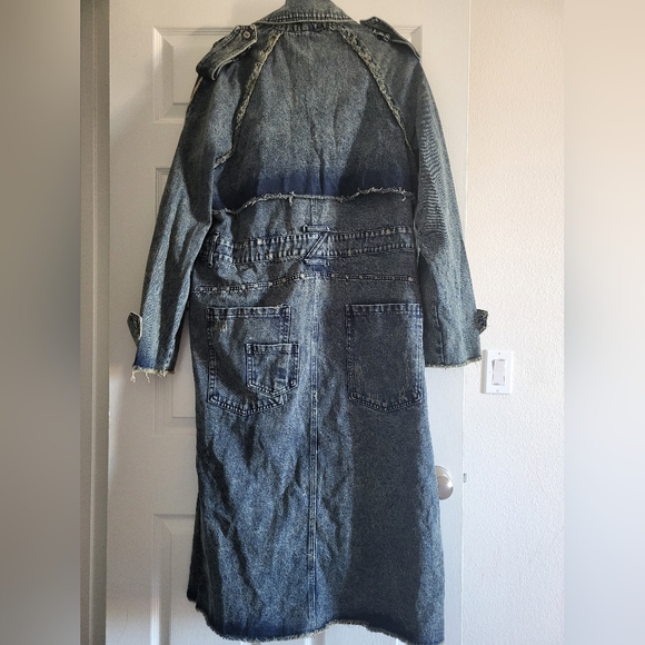 Long Denim Trench Coat - Picture 2 of 5
